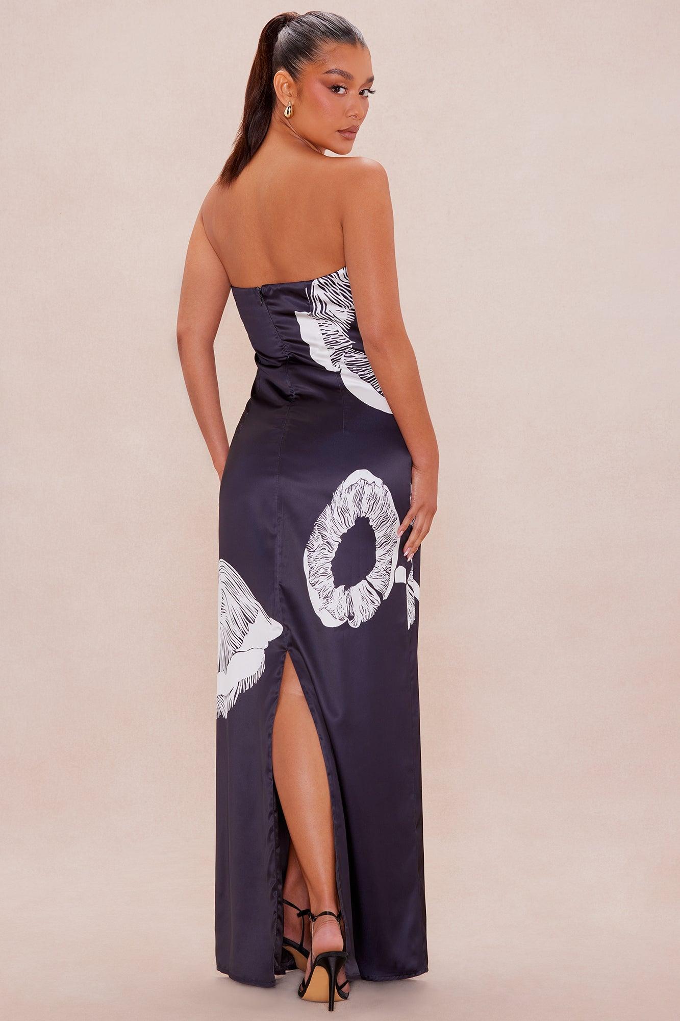 Bay Satin Maxi Dress - Black/combo Female Product Image