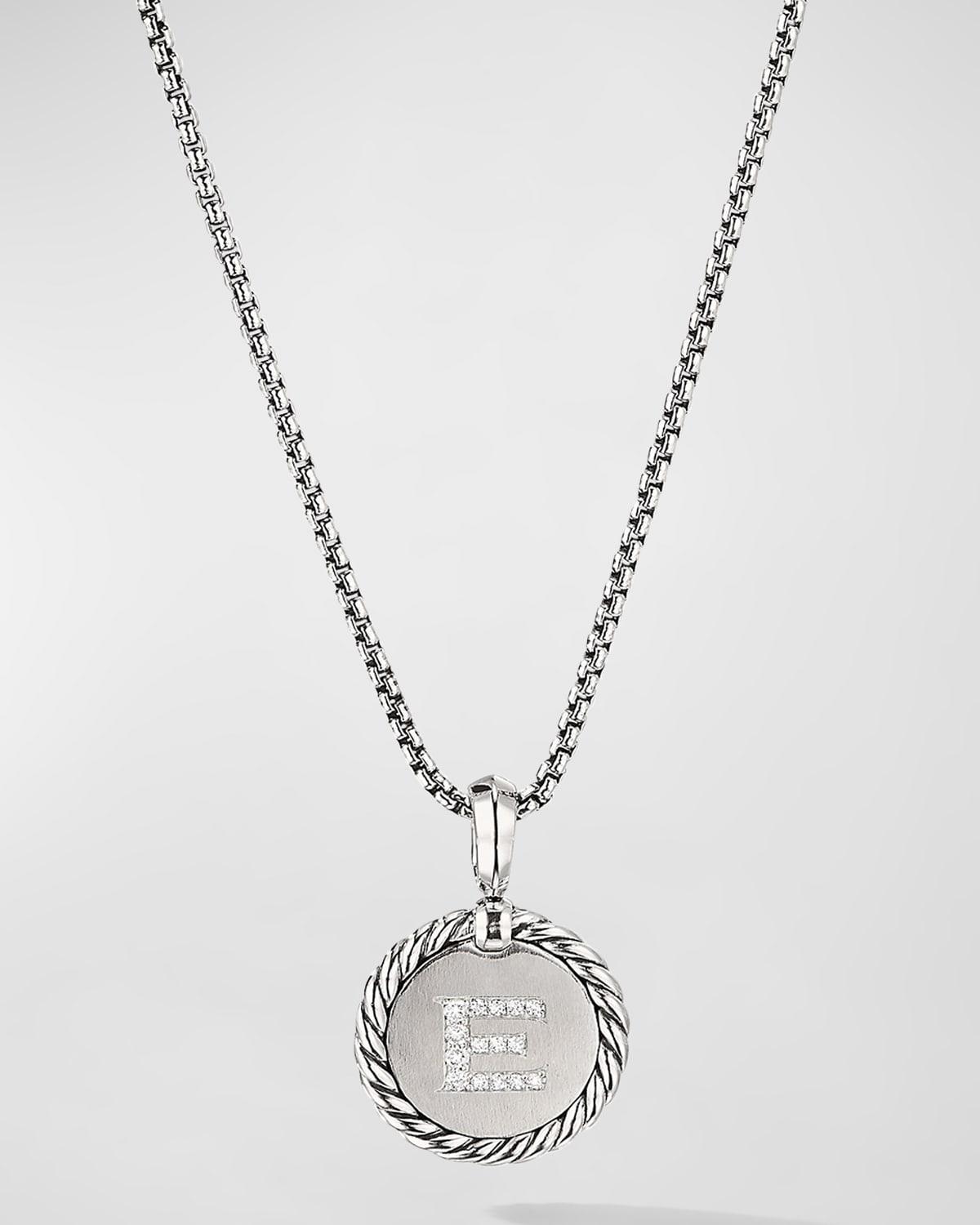 David Yurman Sterling Silver Cable Collectibles Initial Charm Necklace with Diamonds, 18 Product Image