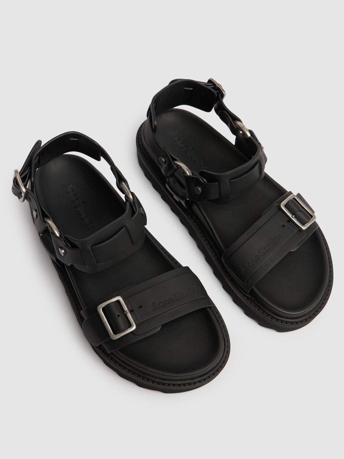 ACNE STUDIOS Buckle-fastening Leather Sandals In 900 Black Product Image