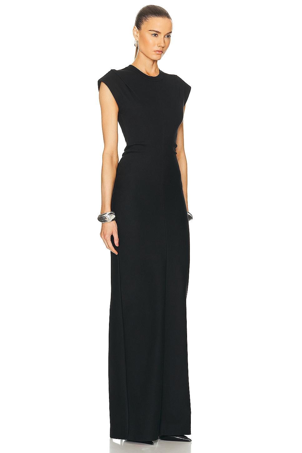 Alexander Wang Drop Shoulder Crew Neck Maxi Dress With Side Drape Black. (also in ). Product Image