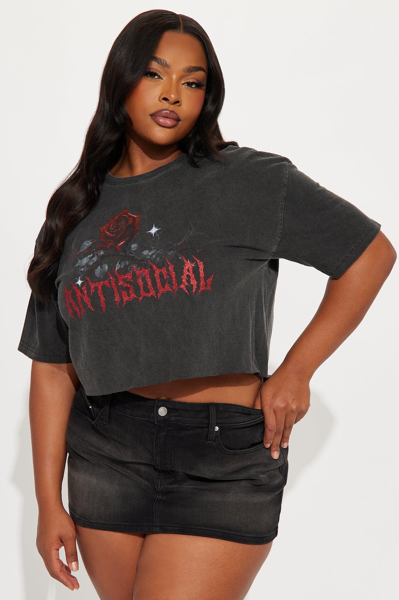 Anti Social Roses Washed Tee - Black Product Image