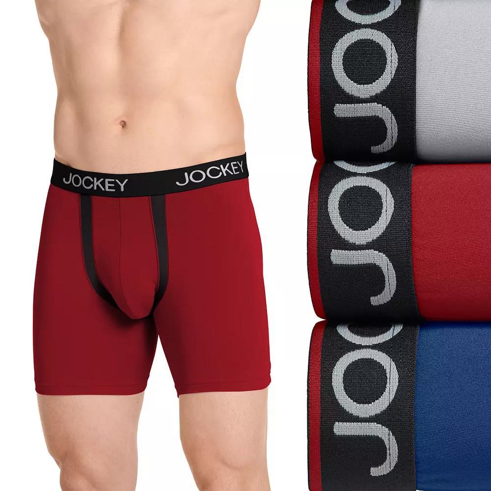 Men's Jockey 3-Pack Chafe Proof Pouch Microfiber 5" Boxer Briefs, Size: Small, Red Apple Team Product Image