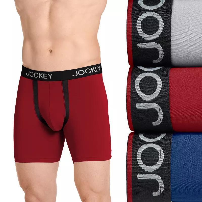 Men's Jockey 3-Pack Chafe Proof Pouch Microfiber 5" Boxer Briefs, Size: Small, Red Apple Team Product Image
