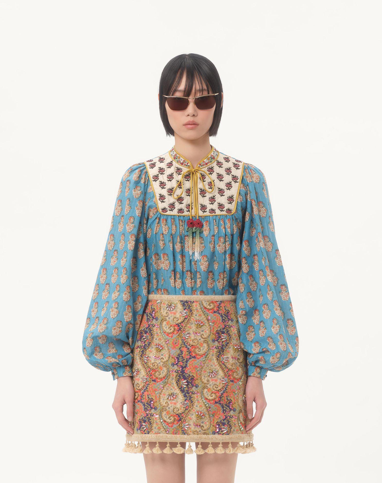 Cotton And Lurex Top With Embroidered Petales D'Amour Print Product Image