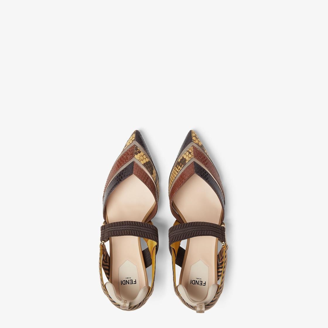 ColibrìMulticolor medium-heeled mesh and ayers leather slingbacks Product Image