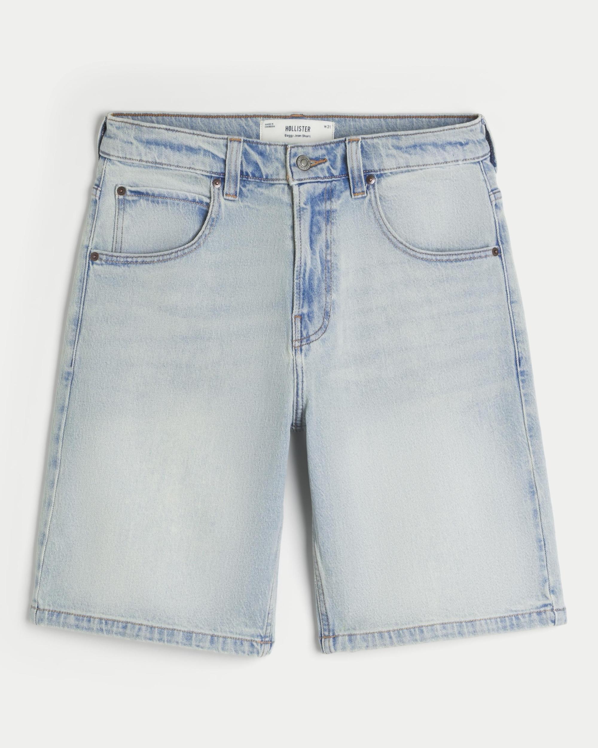 Washed Black Baggy Denim Shorts Product Image