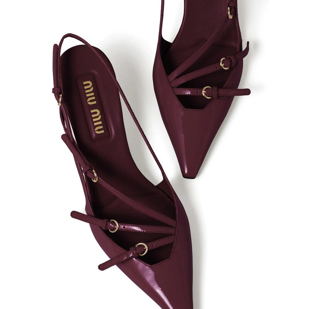 MIU MIU Slingback Deep Purple In Patent Leather With Buckles Women In Burgundy Product Image