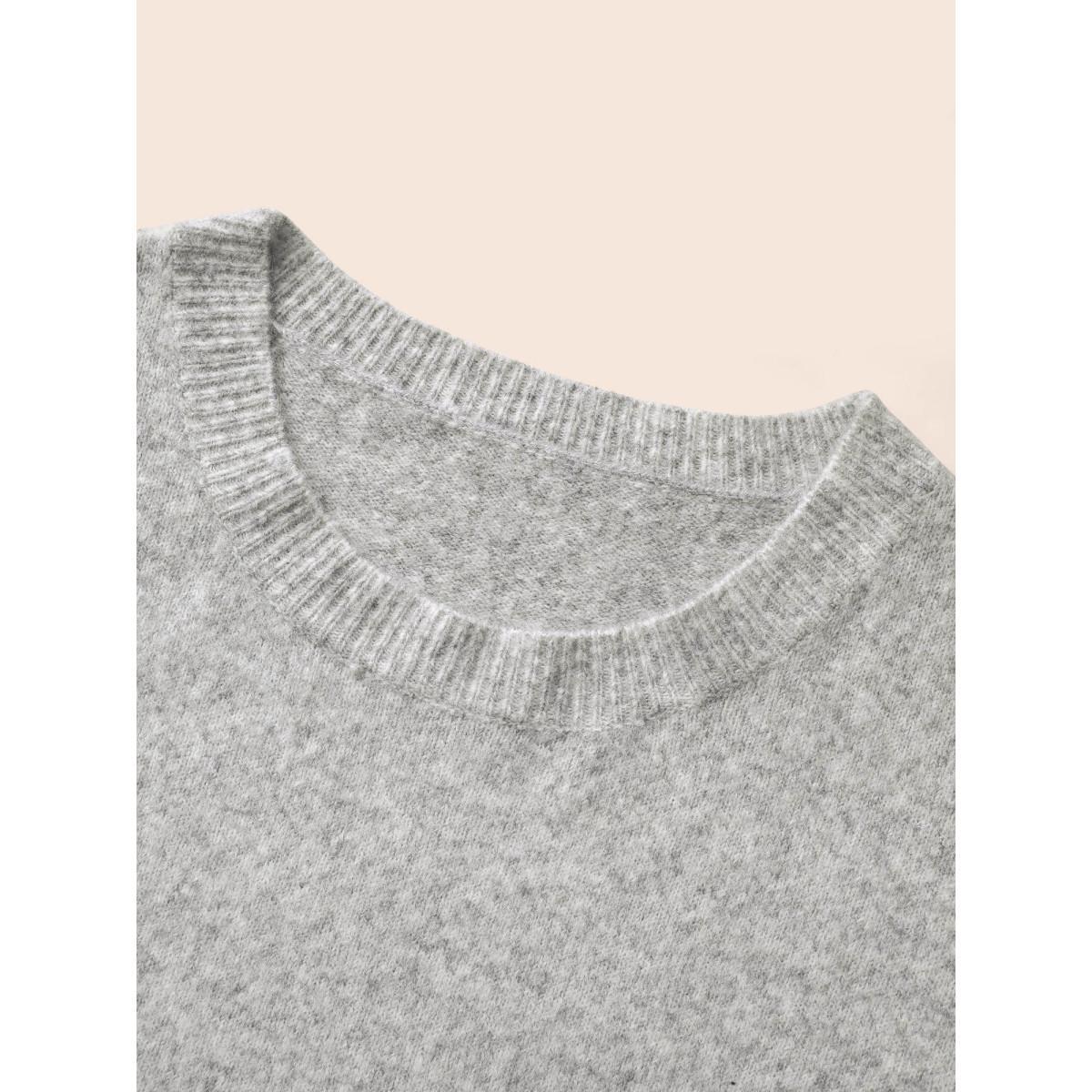 Plus Size Airy Cozy Drop Shoulder Wool Pullover LightGray Women Casual Long Sleeve Round Neck Everyday Pullovers BloomChic 26/4X Product Image