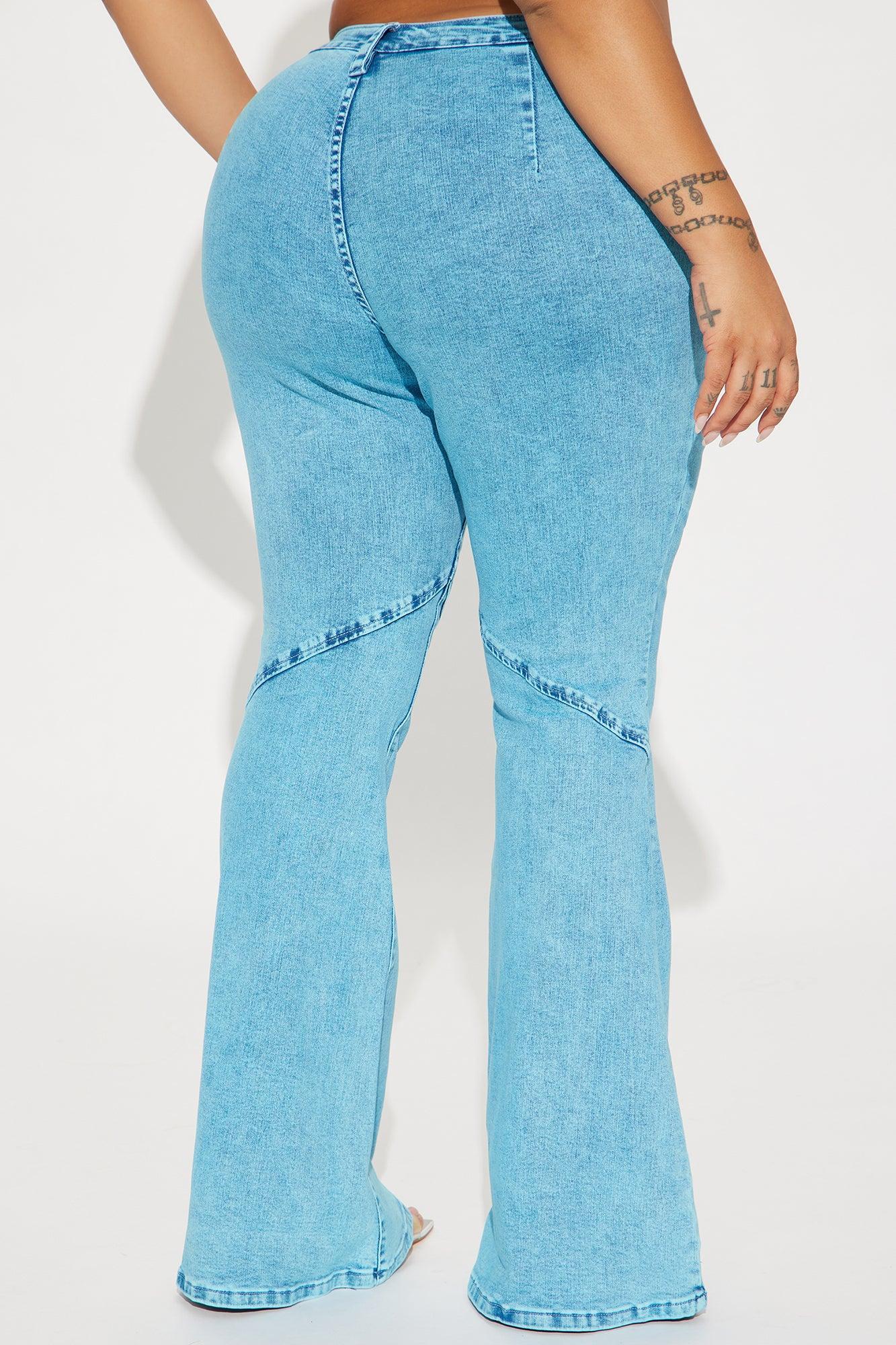 Couldn't Be Better Stretch Acid Wash Flare Jeans - Blue Product Image