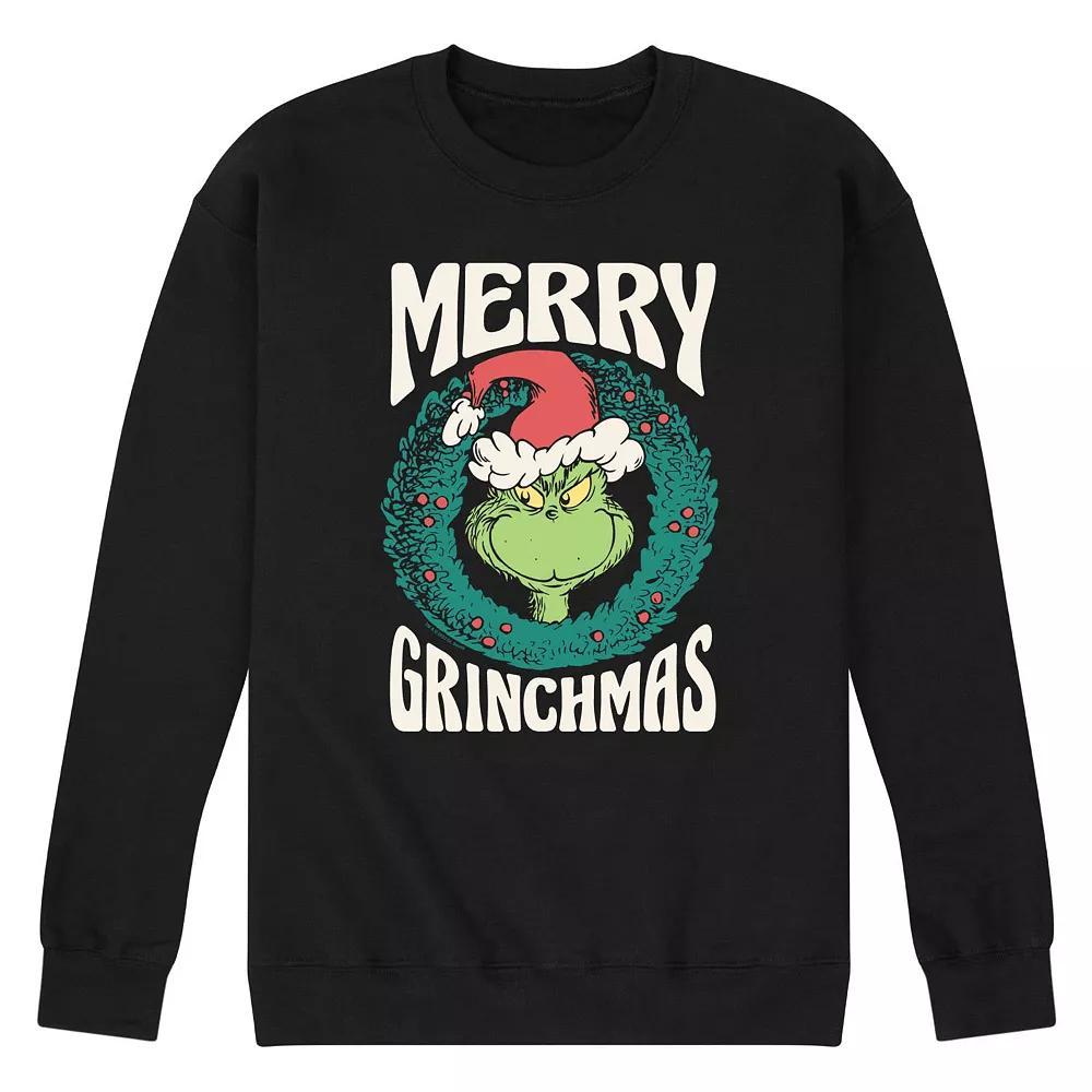 Men's Dr. Seuss The Grinch Merry Christmas Fleece Sweatshirt, Size: XL, Blue Product Image