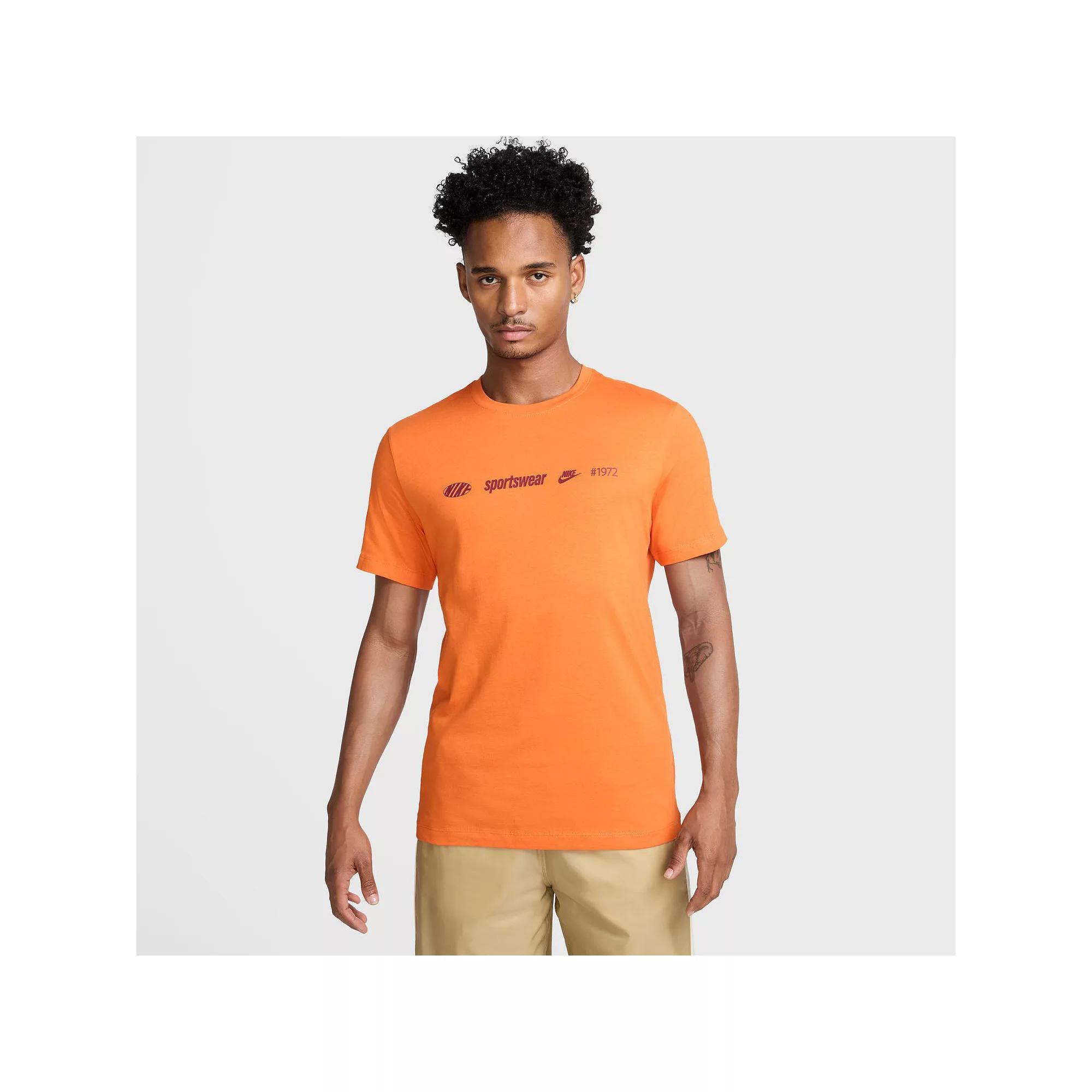 Men's Nike Small Logos Sportswear Tee, Size: Large, Safety Orange Product Image