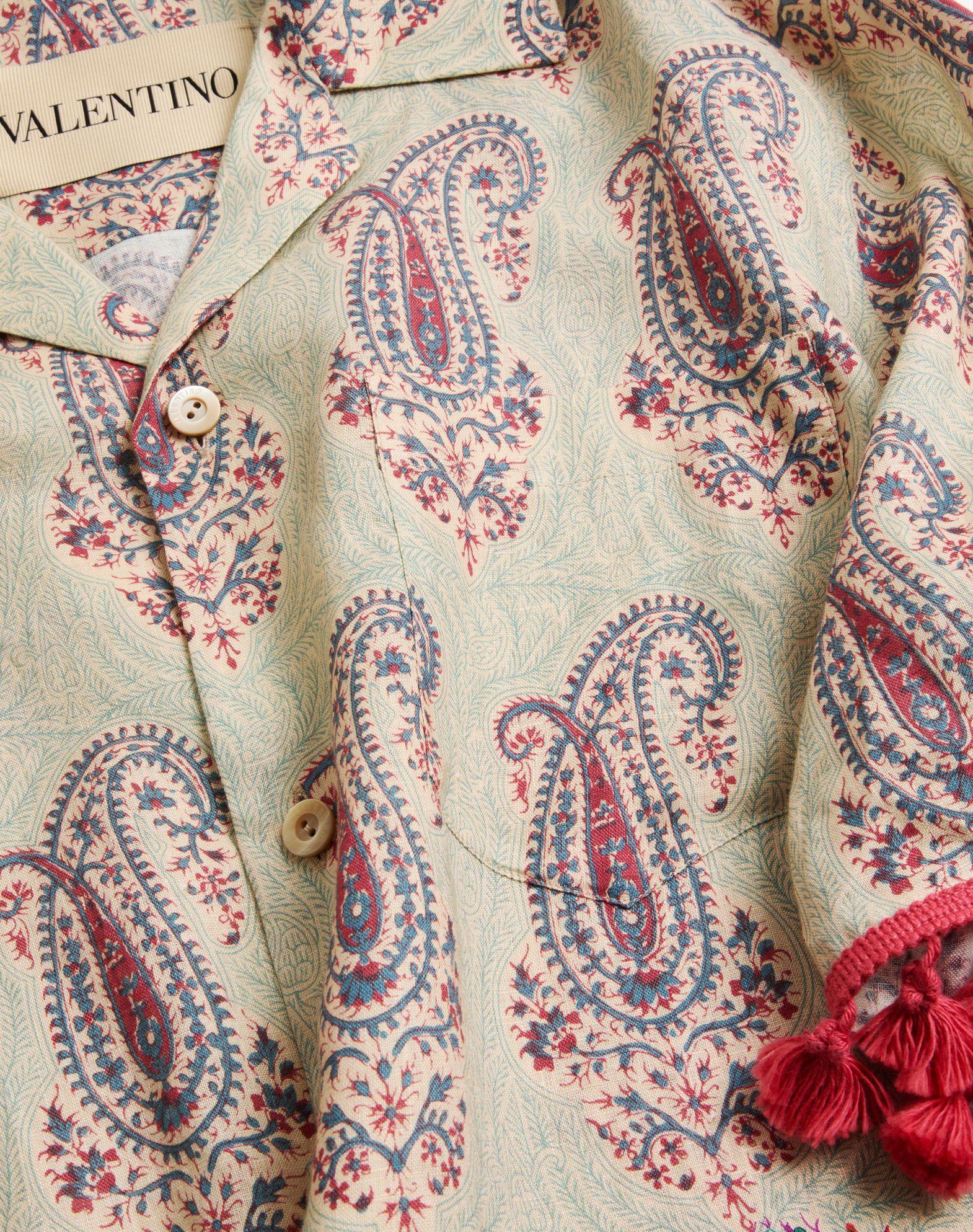 Lightweight Linen Bowling Shirt With Voyage Imaginaire Print Product Image