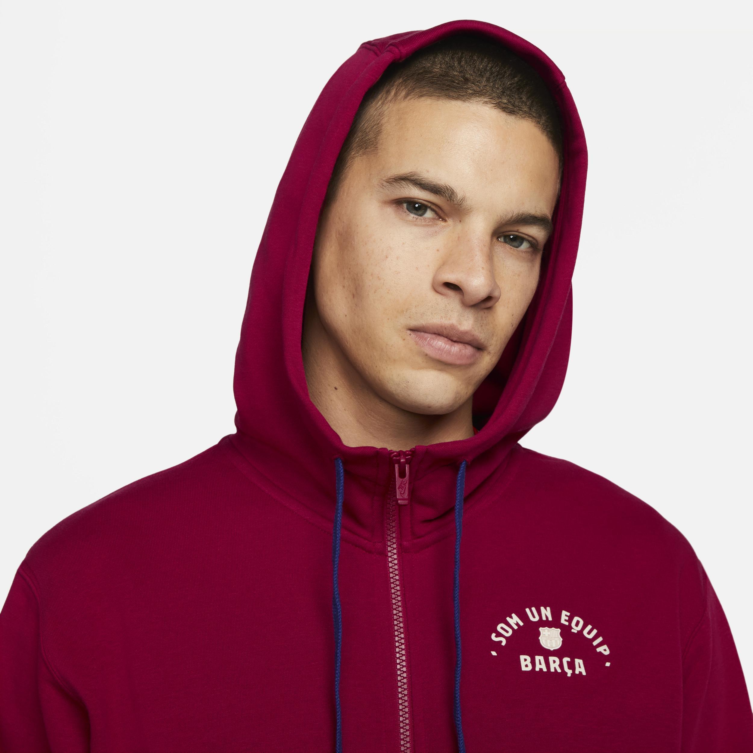 Men's Nike  Red Barcelona Club Fleece Full-Zip Hoodie, Size: 2XL, Bar Red Product Image