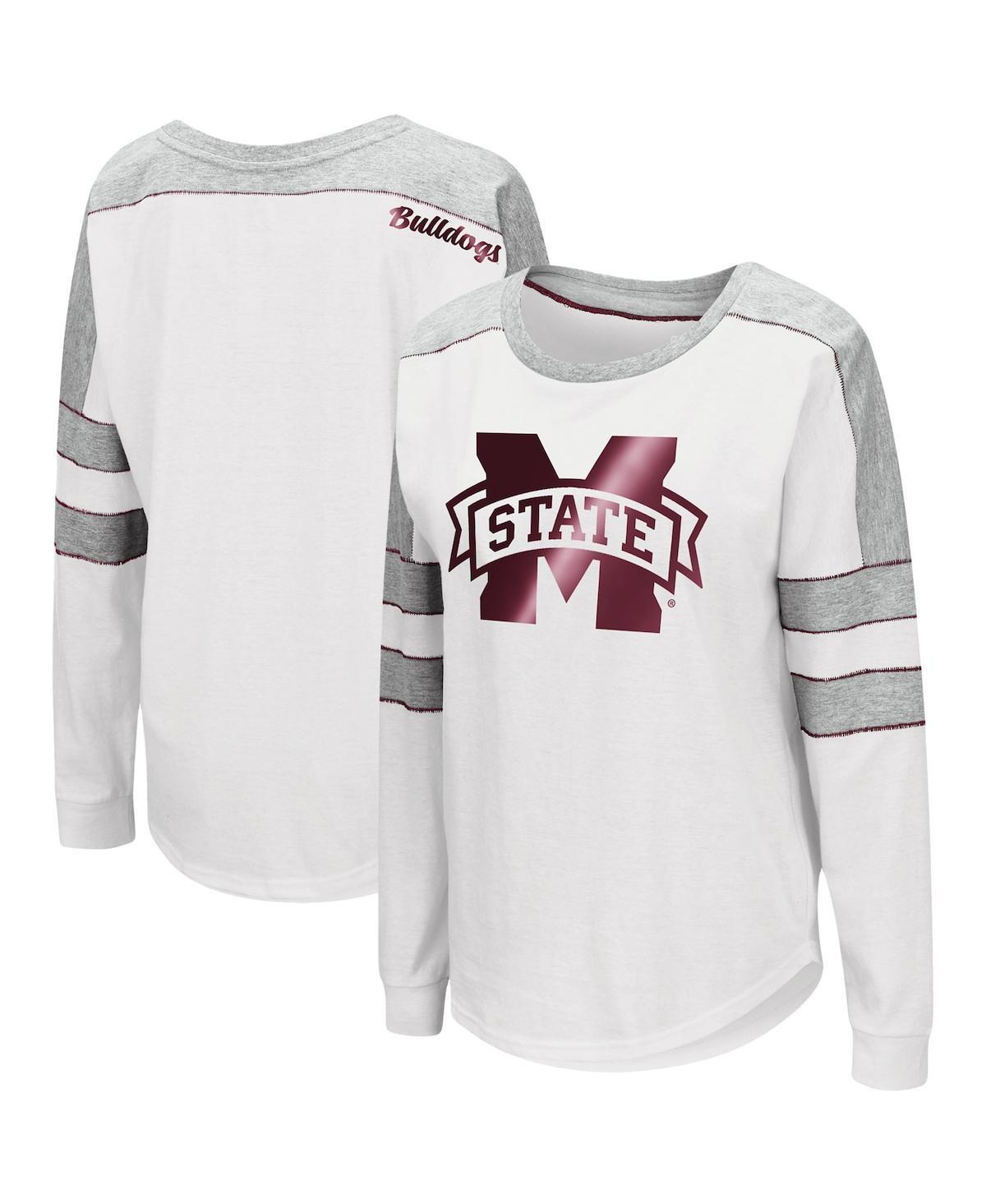 Women's Colosseum White Mississippi State Bulldogs Trey Dolman Long Sleeve T-Shirt, Size: Small, Mst White Product Image
