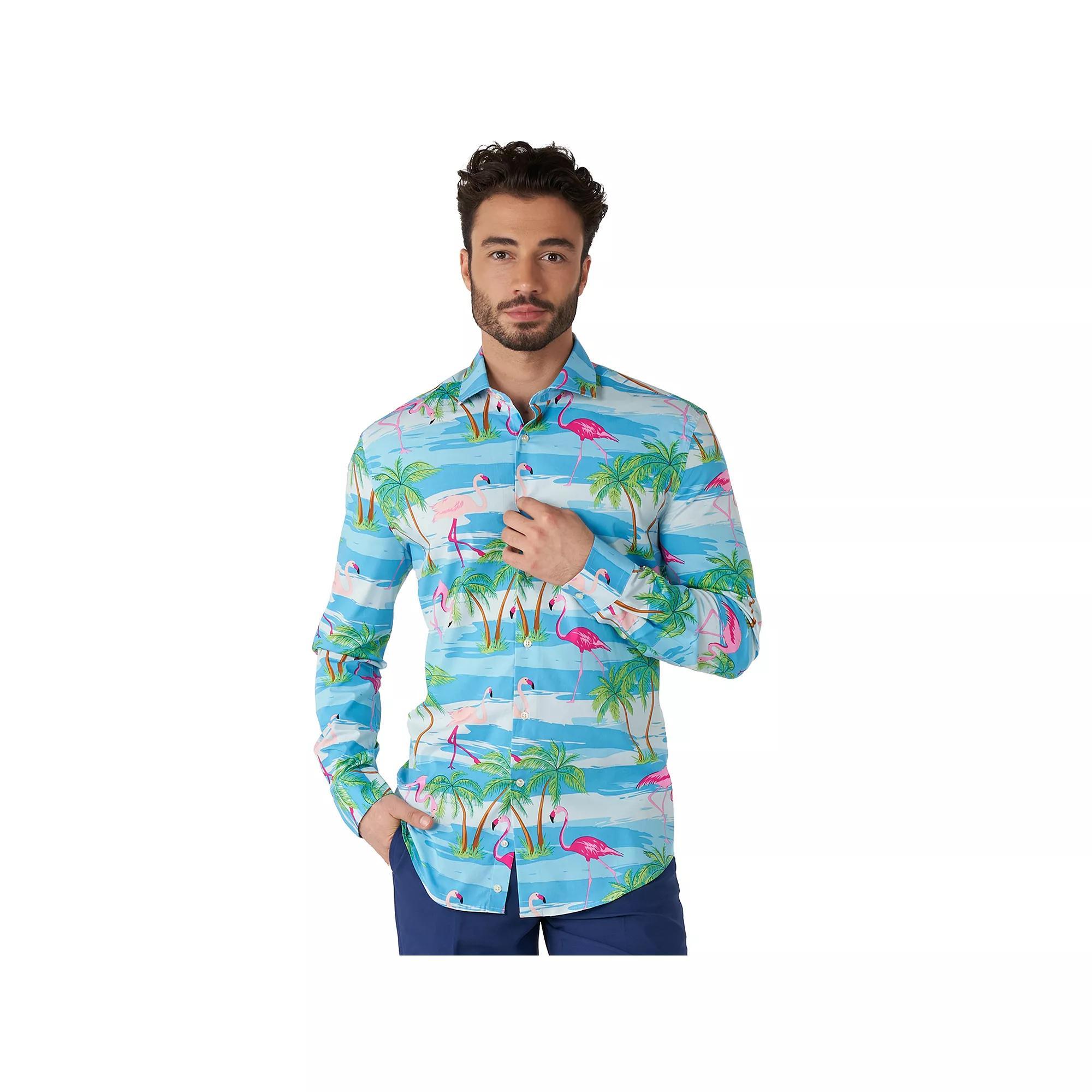 Mens OppoSuits Modern-Fit Flamingo Button-Down Dress Shirt Flaminguy Pink Product Image