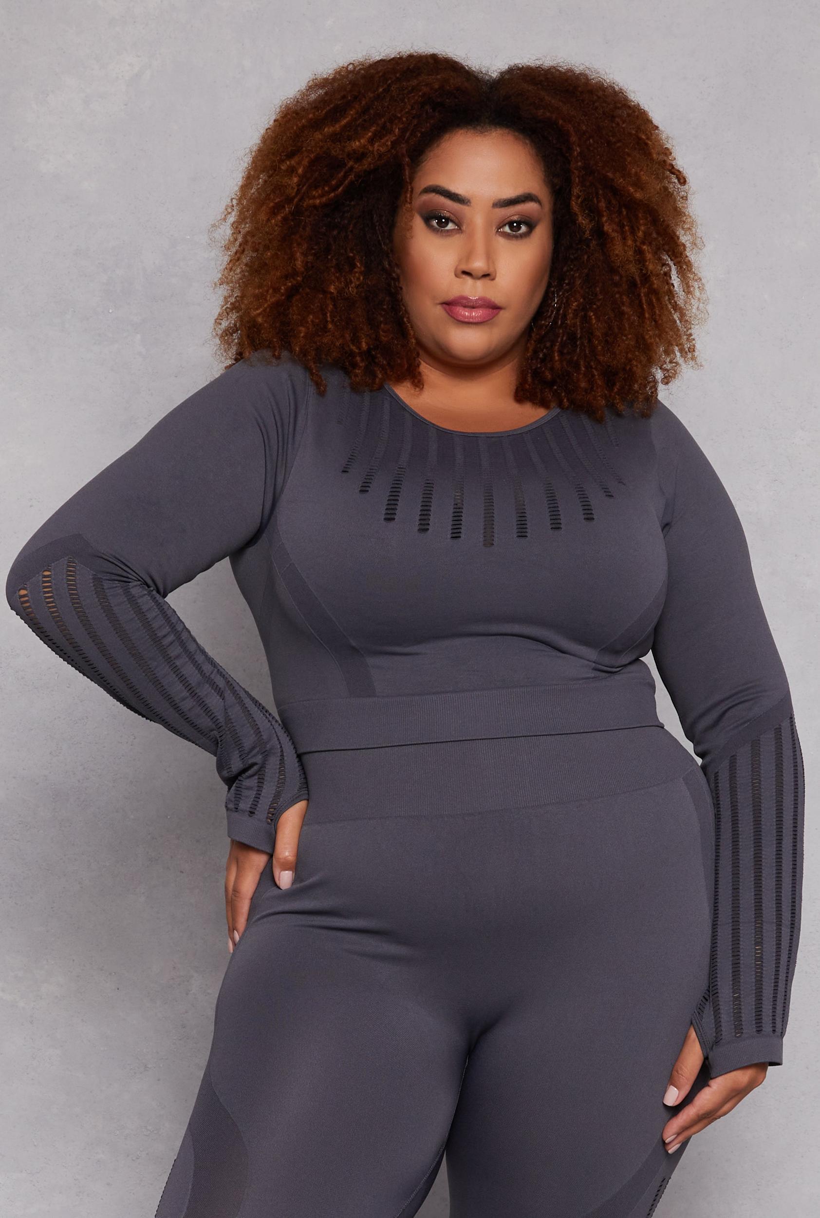 Womens Plus Size Seamless Laser Cut Active Top Product Image