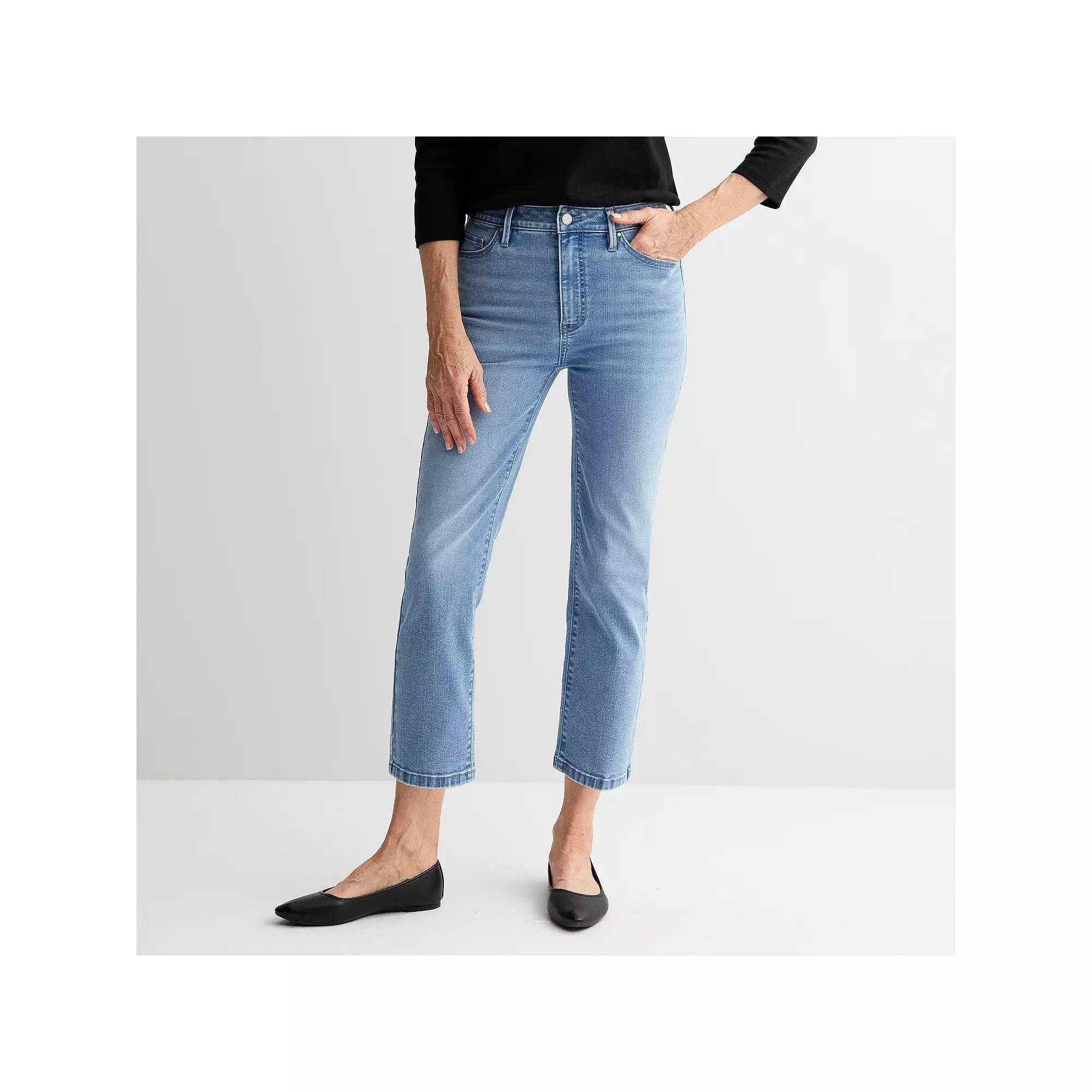Womens Croft & Barrow Straight Leg Cropped Jeans Light Blue Product Image
