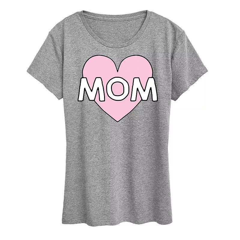 Women's Mom Heart Graphic Tee, Size: Medium, Grey Gray Product Image