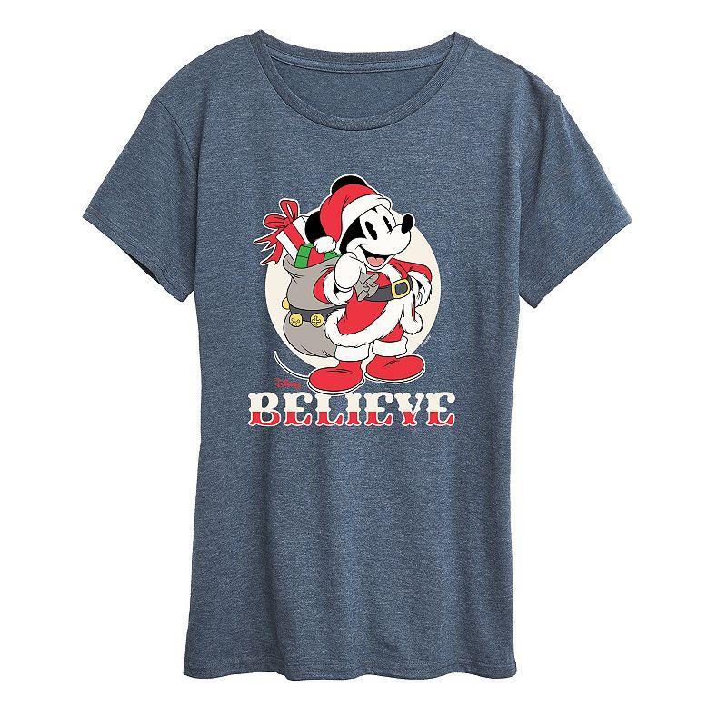 Disney's Mickey Mouse Women's Believe Holiday Graphic Tee, Girl's, Size: XL, Black Product Image