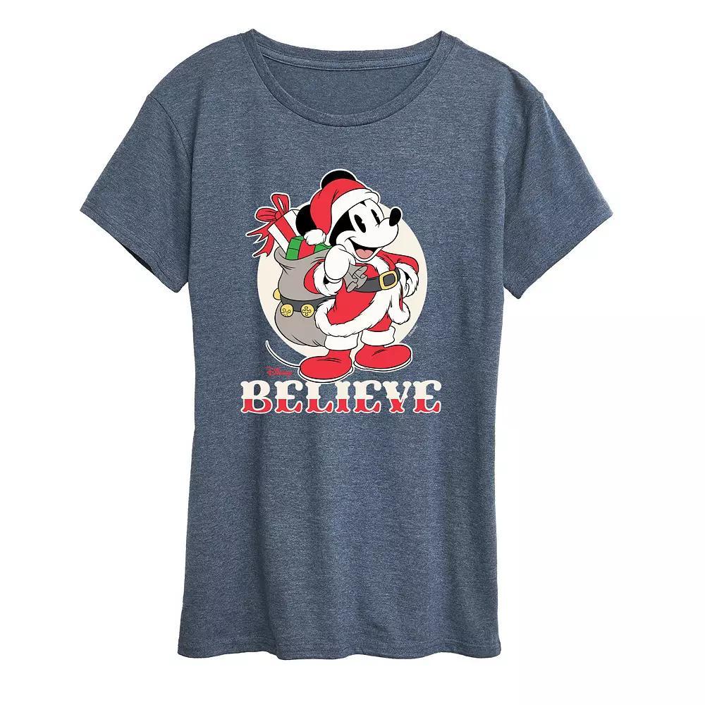 Disney's Mickey Mouse Women's Believe Holiday Graphic Tee, Girl's, Size: XL, Black Product Image