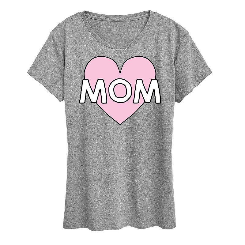 Women's Mom Heart Graphic Tee, Size: Medium, Grey Gray Product Image