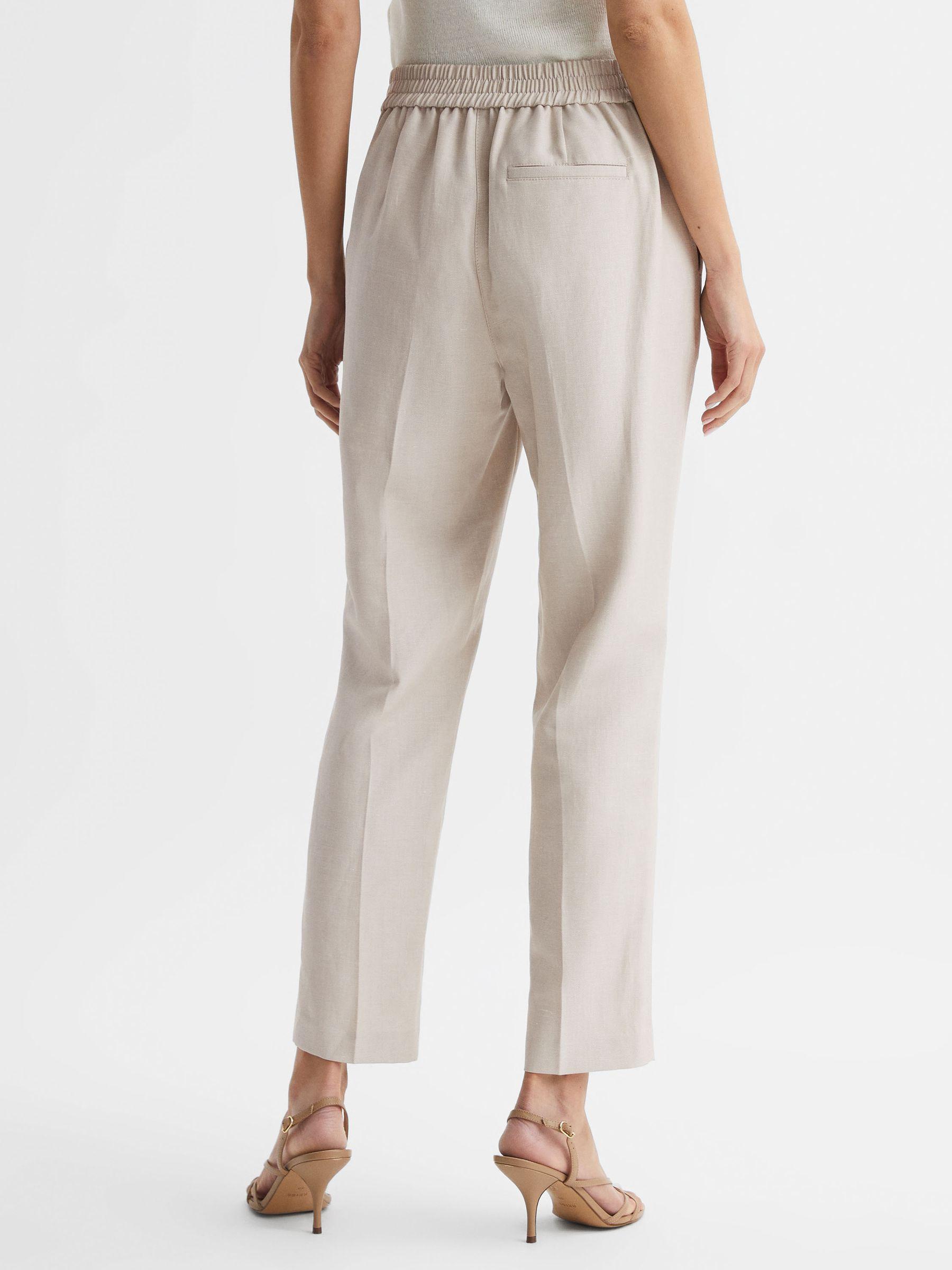 Tapered Linen Trousers in Oatmeal Product Image