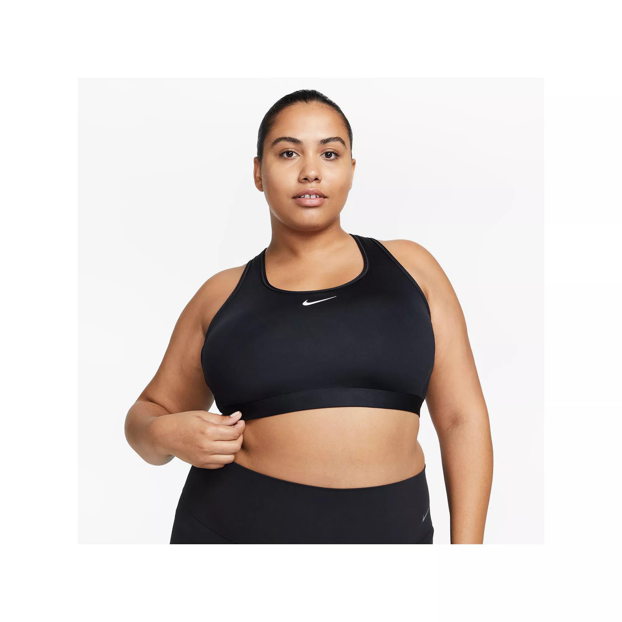 Plus Size Nike Swoosh Medium Padded Sports Bra, Women's, Size: 3XL, Black Product Image