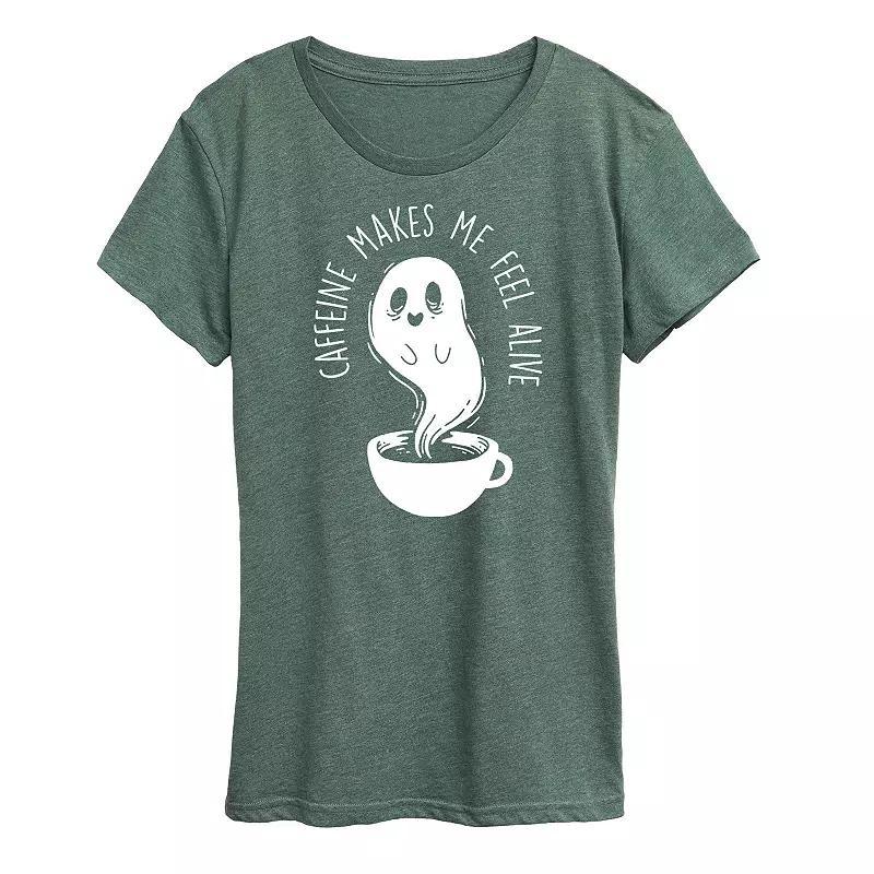 Womens Caffeine Makes Me Feel Alive Graphic Tee Grey Wine Product Image
