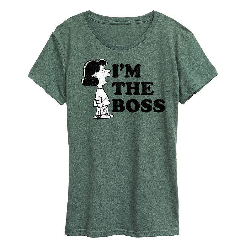 Womens Peanuts Lucy Im The Boss Graphic Tee Grey Green Product Image