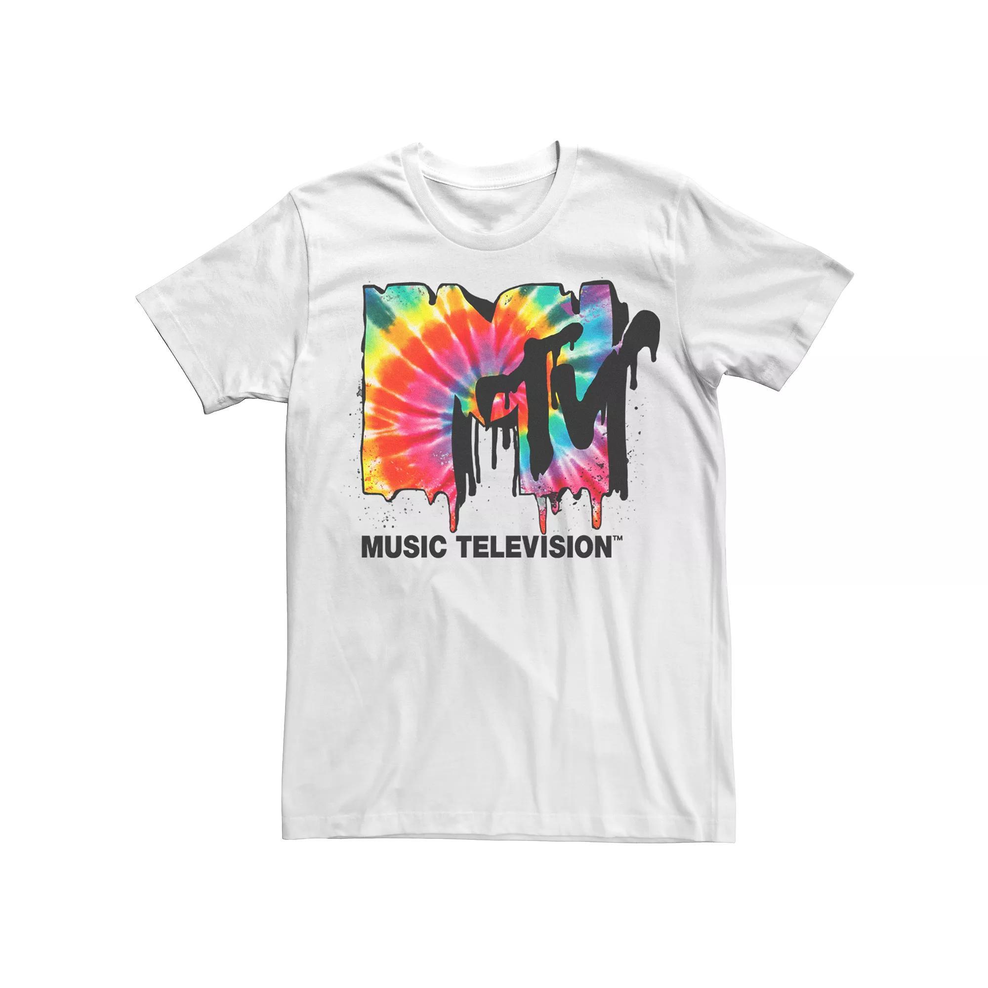 Men's MTV Drip Tie Dye Logo Tee, Size: XL, White Product Image