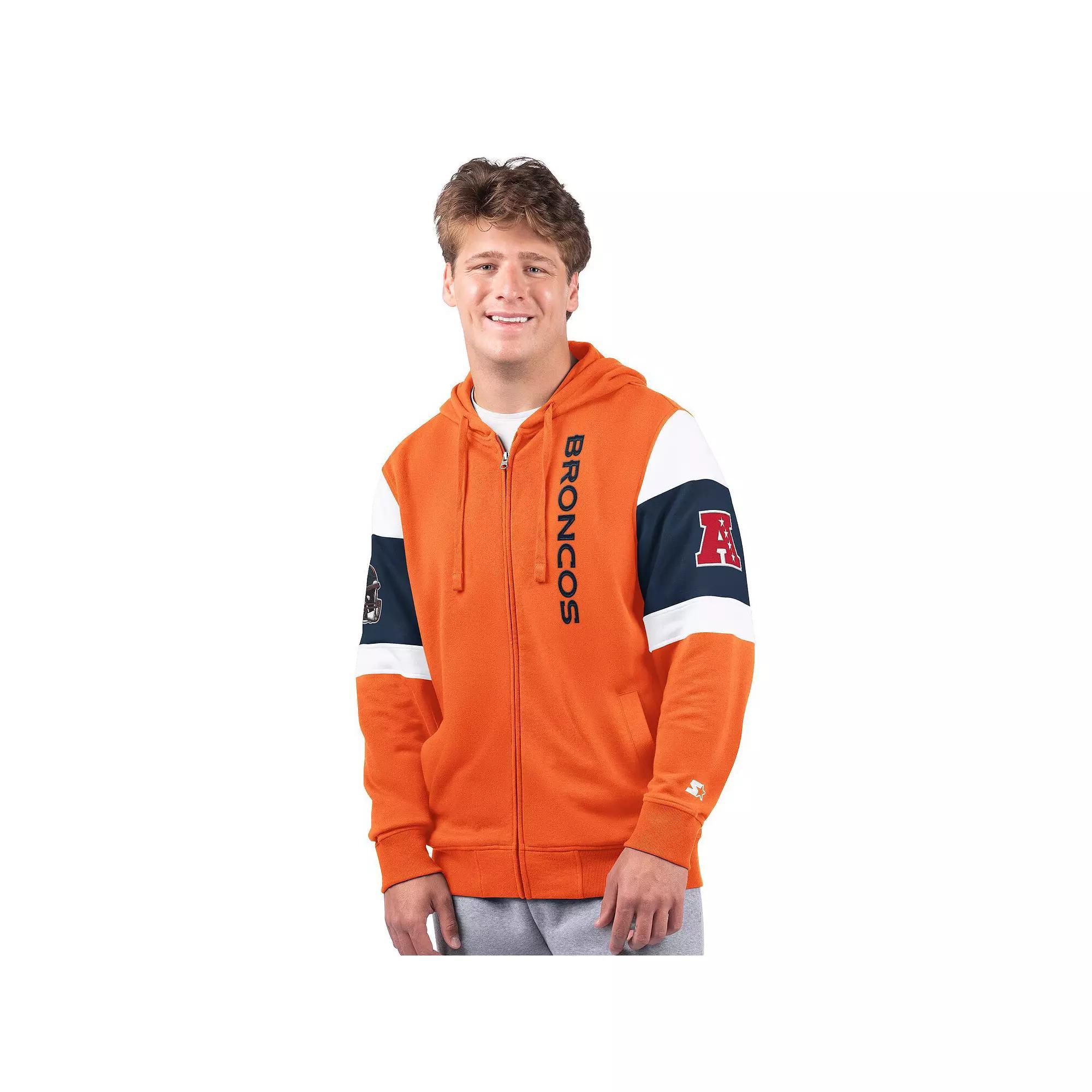 Men's Starter Orange Denver Broncos Extreme Full-Zip Hoodie, Size: 2XL Product Image