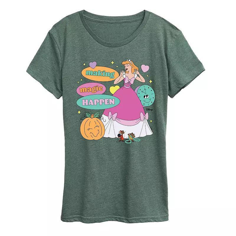 Disneys Cinderella Womens Making Magic Happen Graphic Tee, Girls Grey Juniper Product Image