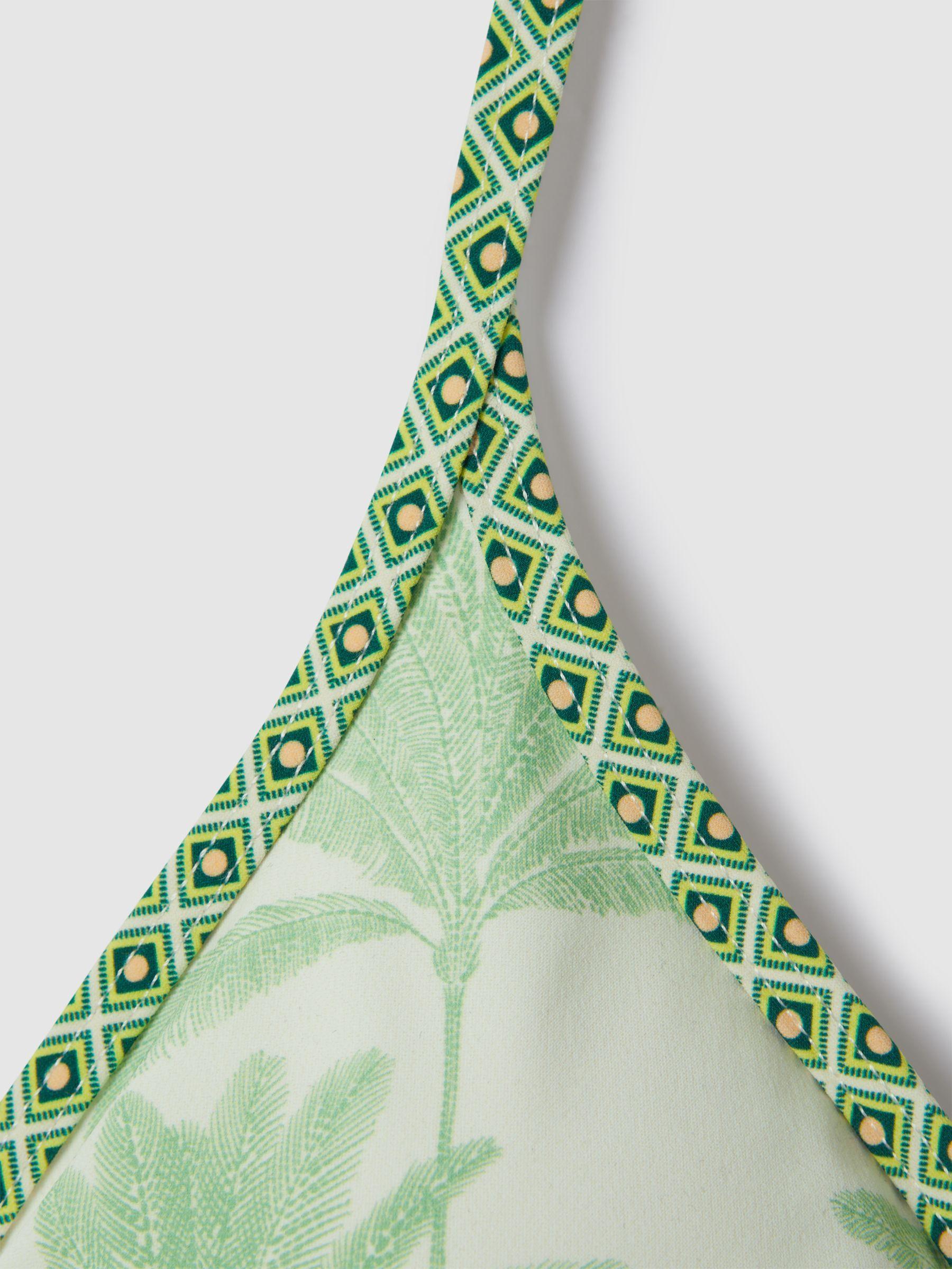 Palm Tree Print Bikini Top in Green/Cream Product Image