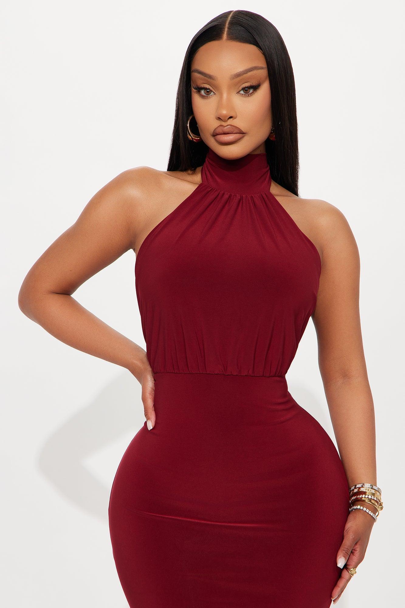 Leia Backless Maxi Dress - Burgundy Product Image