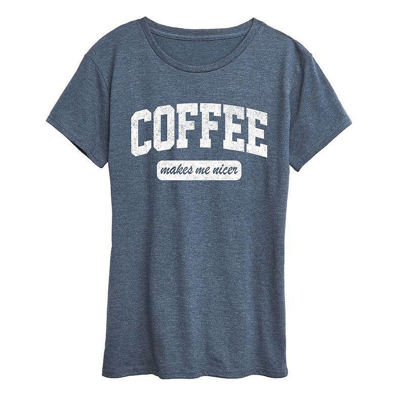 Womens Coffee Makes Me Nicer Graphic Tee, Girls Heather Grey Product Image