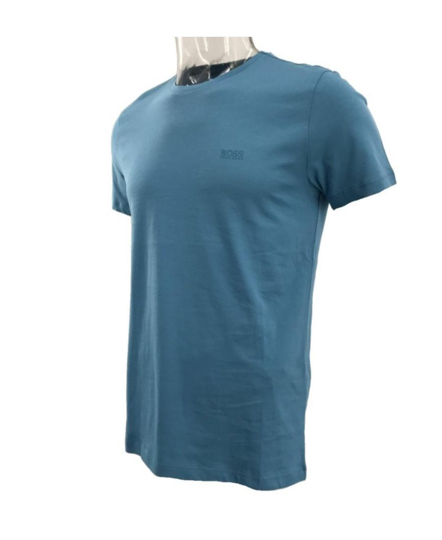 HUGO BOSS Logo Round-necked T-shirt In Blue Product Image