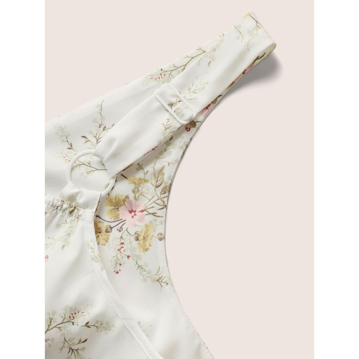 Plus Size V Neck Floral Print Adjustable Straps Cami Top Women Originalwhite Elegant Contrast V-neck Everyday Tank Tops Camis BloomChic 18-20/2X Product Image