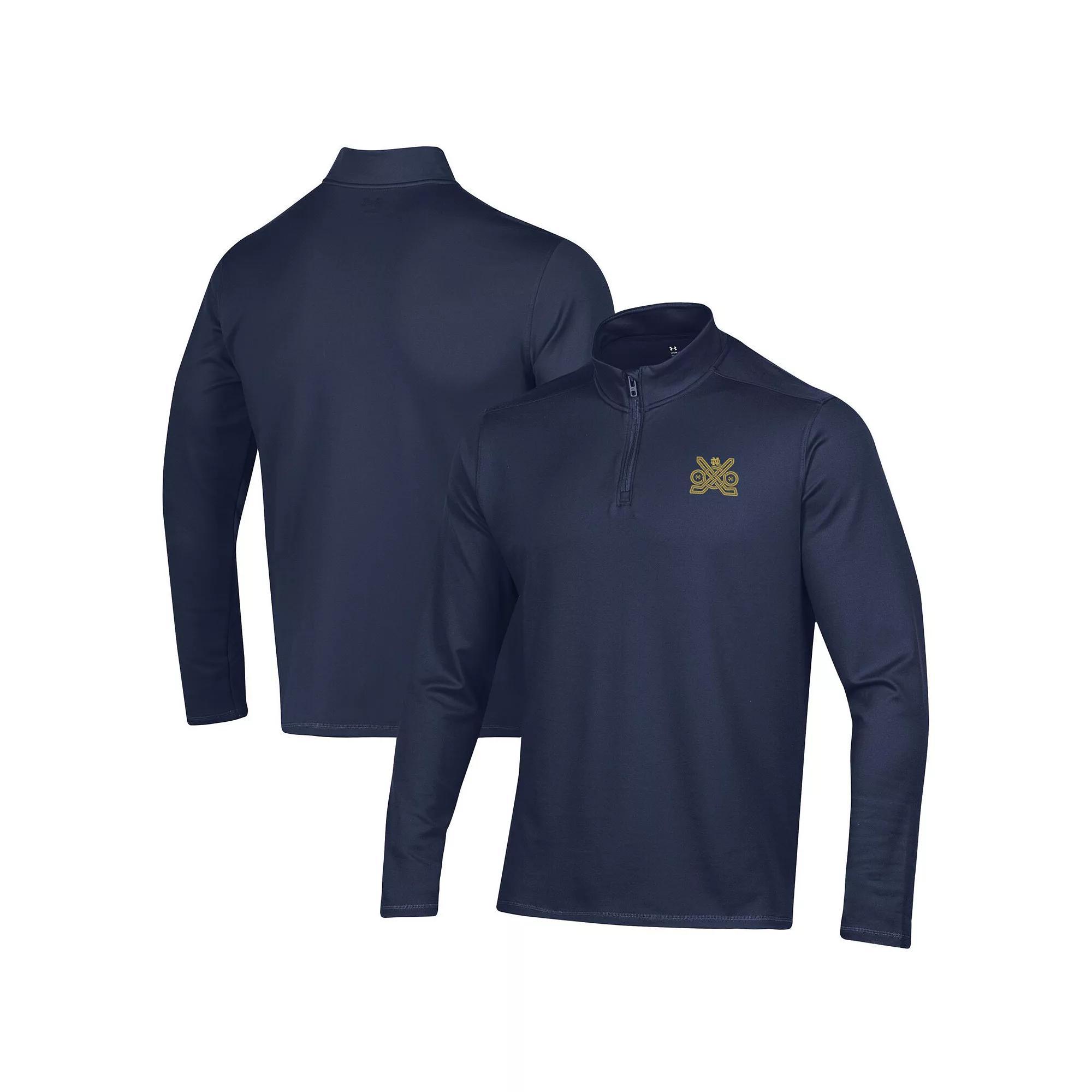 Men's Under Armour Navy Notre Dame Fighting Irish Ireland Motion Quarter-Zip Pullover Top, Size: Large, Blue Product Image