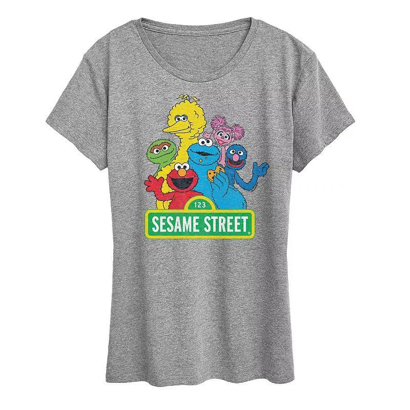 Womens Sesame Street Vintage Group Graphic Tee Grey Gray Product Image