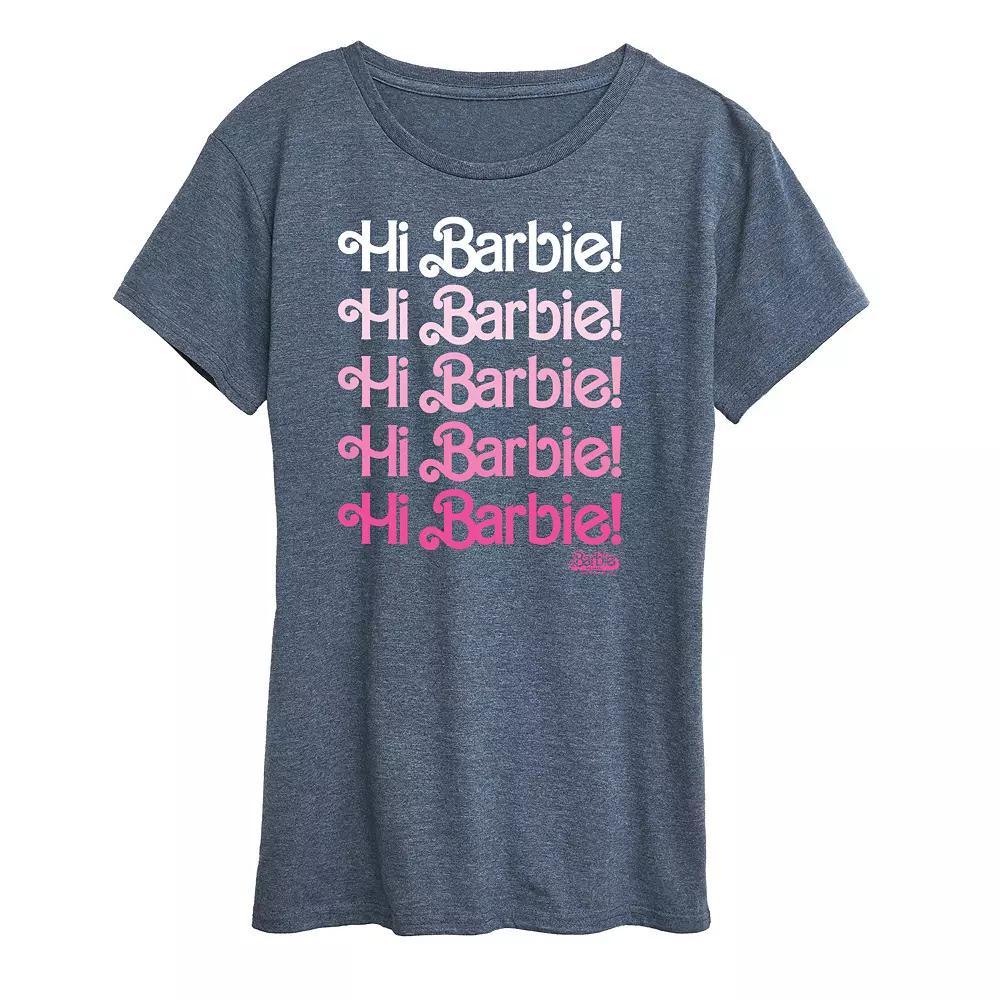 Womens Barbie The Movie Hi Barbie Graphic Tee, Girls Grey Blue Product Image