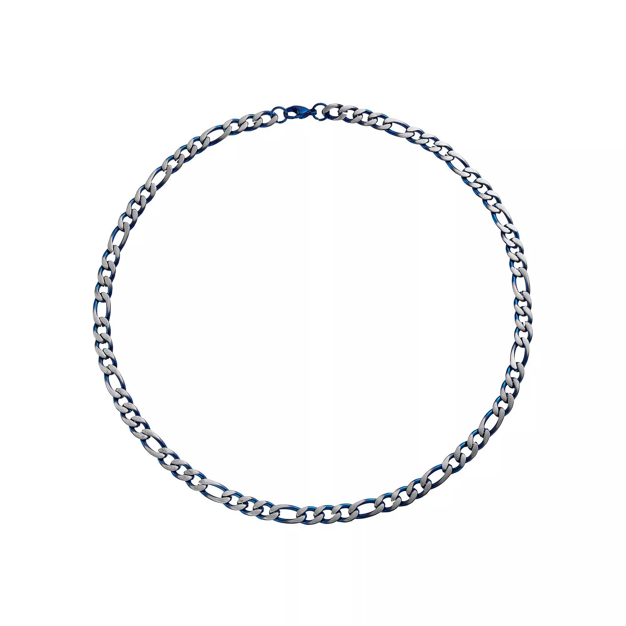 Kristen Kesho Stainless Steel Blue Plated Figaro Chain Necklace, Men's, Size: 22" Product Image