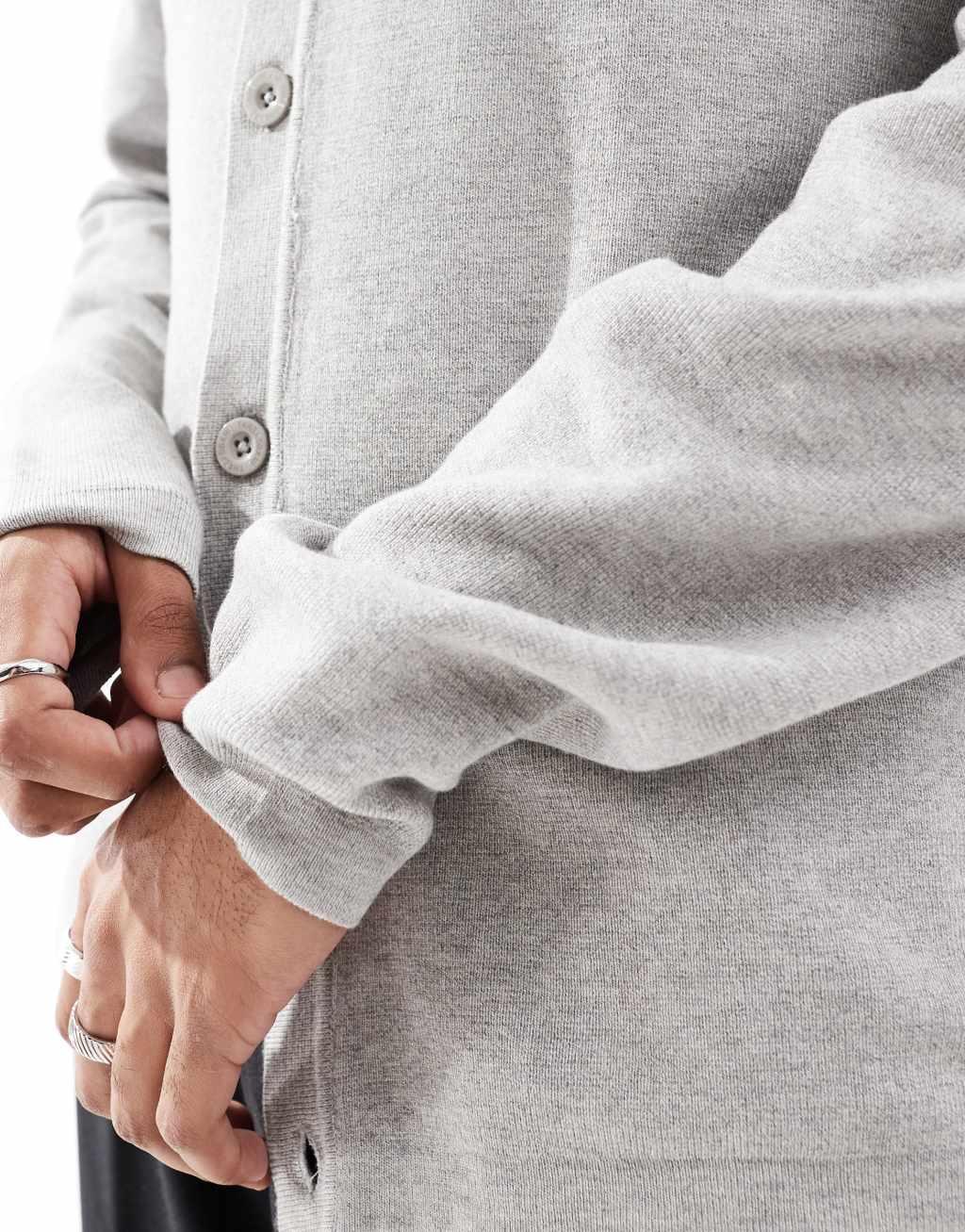 Threadbare knitted long sleeve cardigan in light gray Product Image