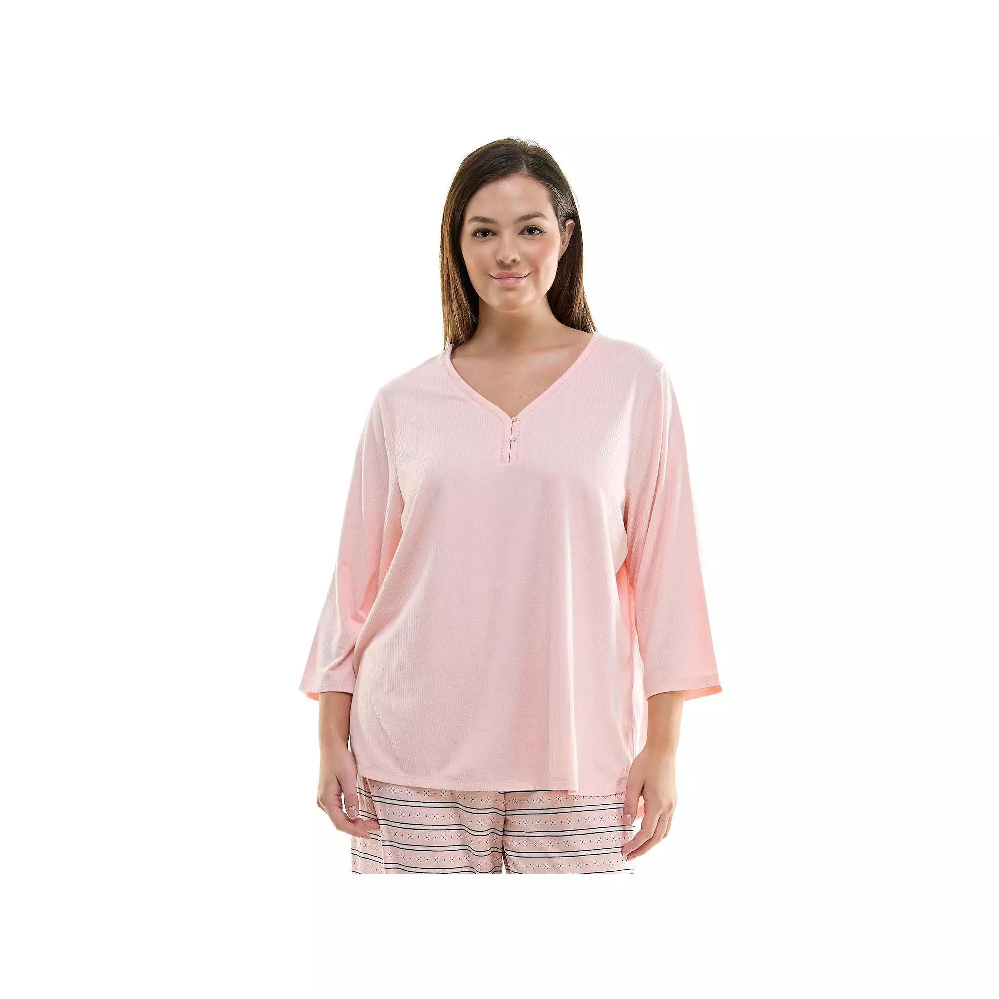 Plus Size Croft & Barrow Cozy Luxe Rib Sleep Top, Women's, Size: 3XL, Impatiens Product Image