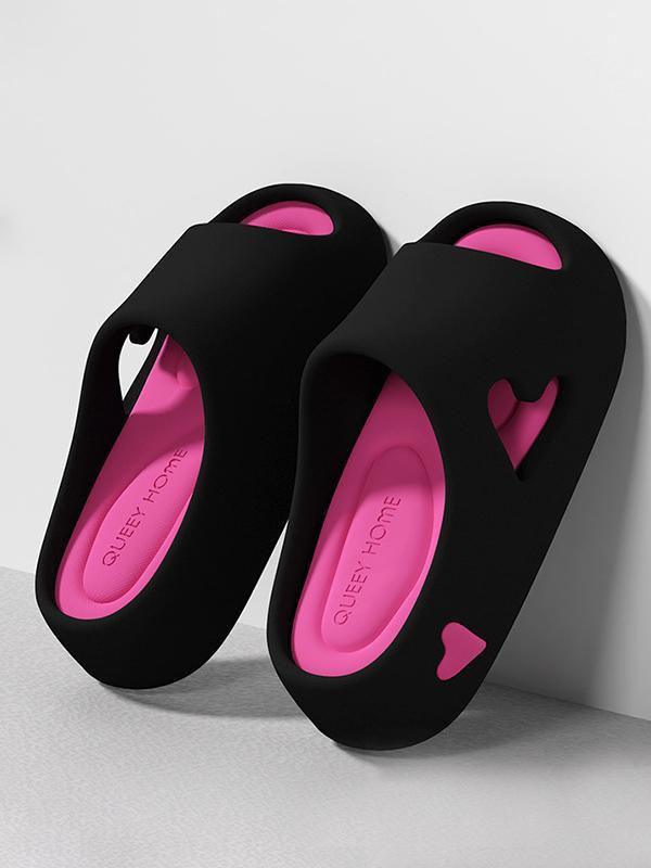 Contrast Color Hollow Open Toe Platform Shoes Slippers Product Image