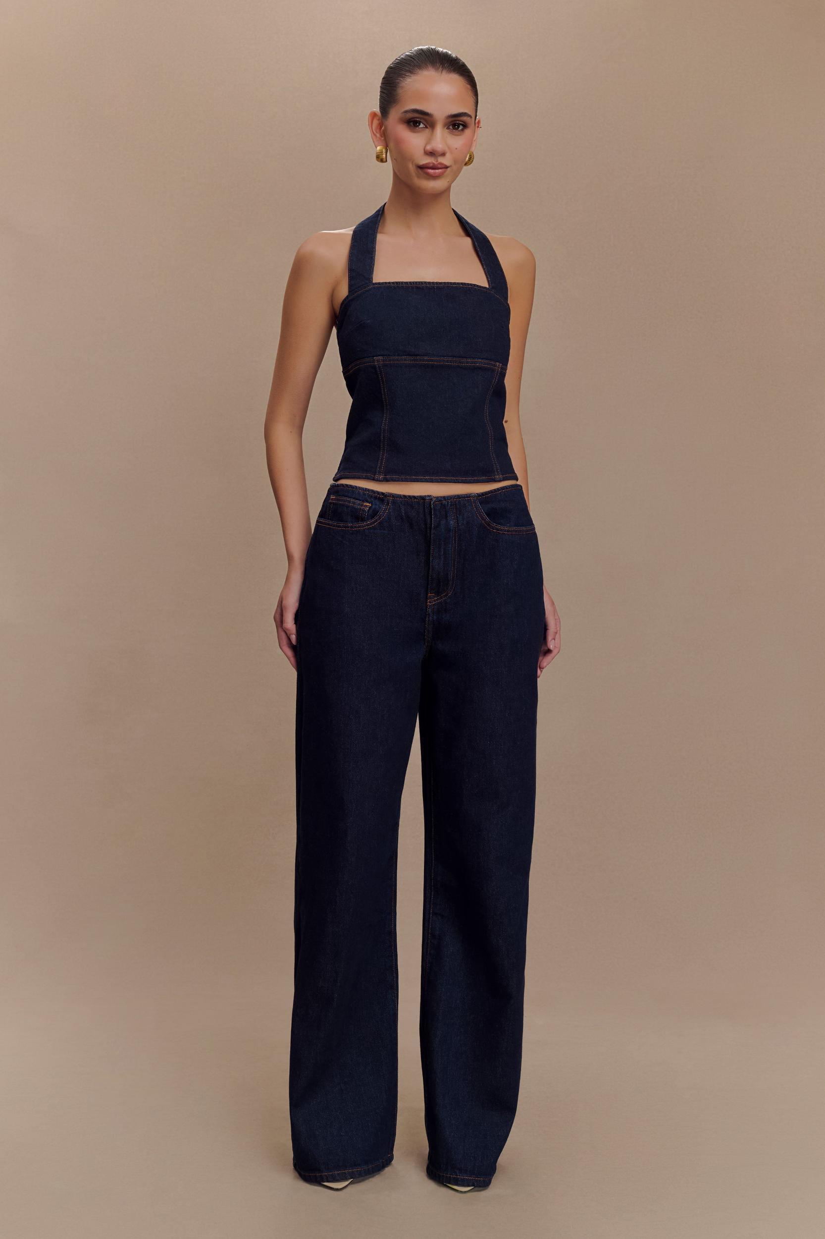 Caitlin Mid Rise Denim Jeans - Indigo Blue Product Image