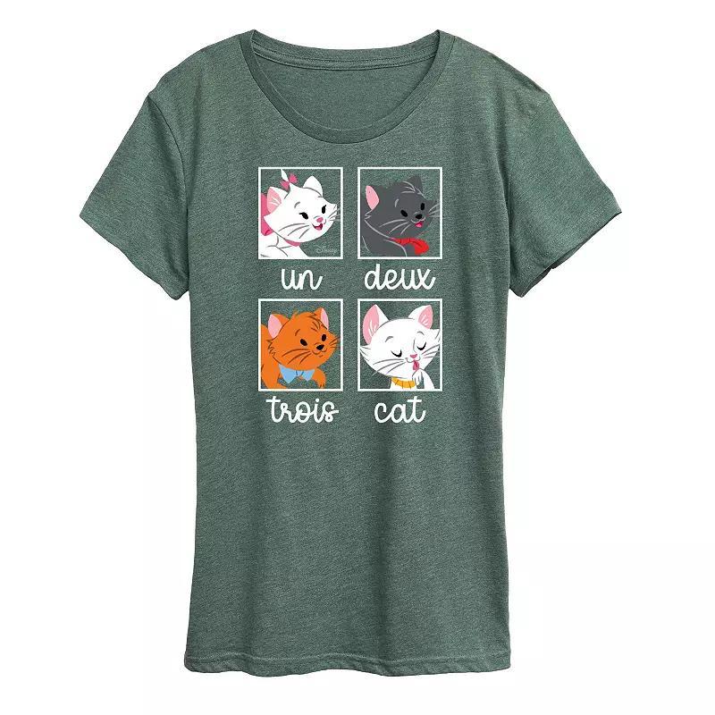 Disneys The Aristocats Womens Un Deux Trois Cat Graphic Tee, Girls Grey Green Product Image
