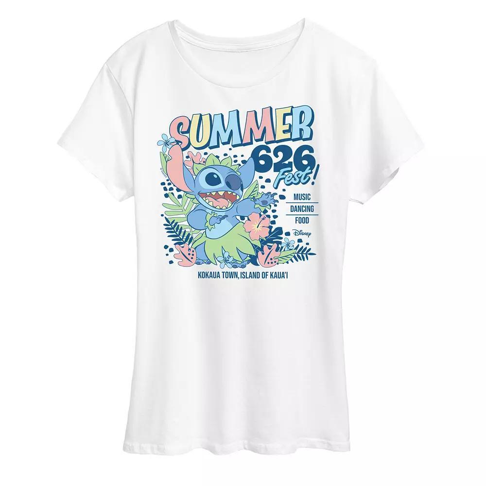 Disneys Lilo & Stitch Womens Summer 626 Fest Graphic Tee Grey Gray Product Image