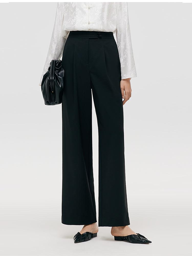 Worsted Wool New Chinese-Style Straight Women Pants Product Image