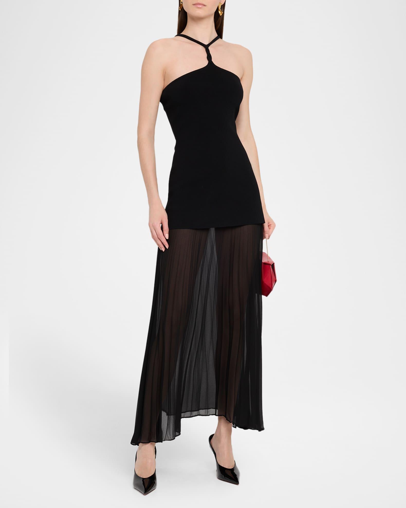Veta Mixed Media Halter Maxi Dress Product Image