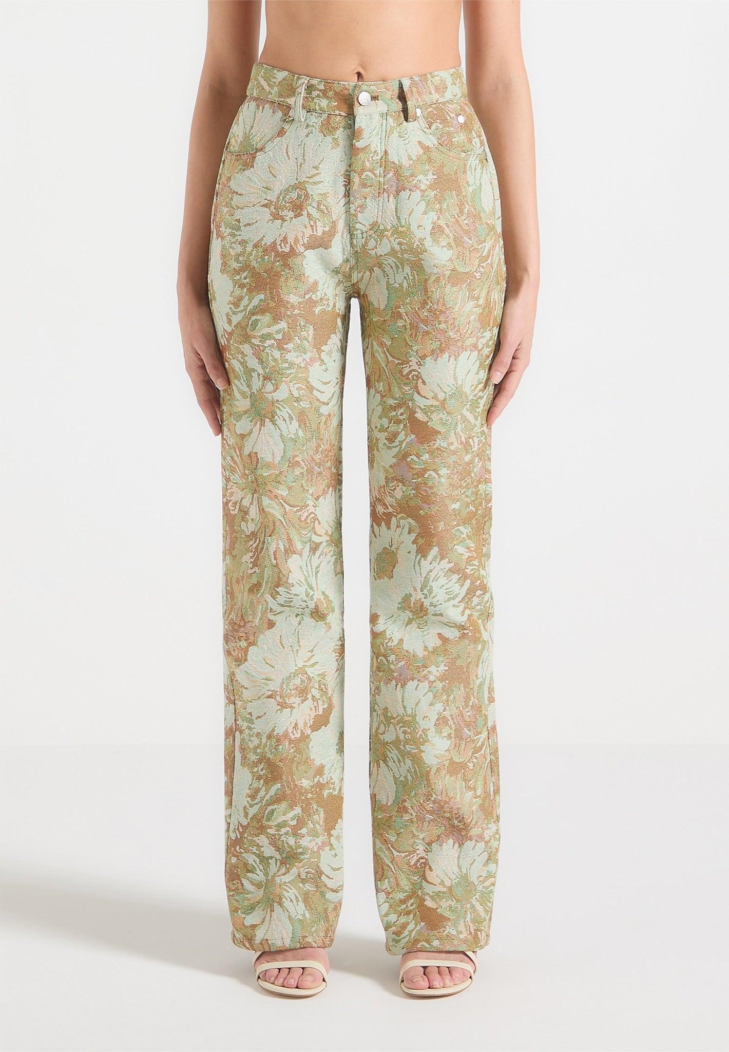 Jacquard Boyfriend Jeans - Sage Female Product Image